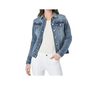 Future Favorites Women’s Blue Denim Jean Jacket – Size S– Cropped Style – EUC